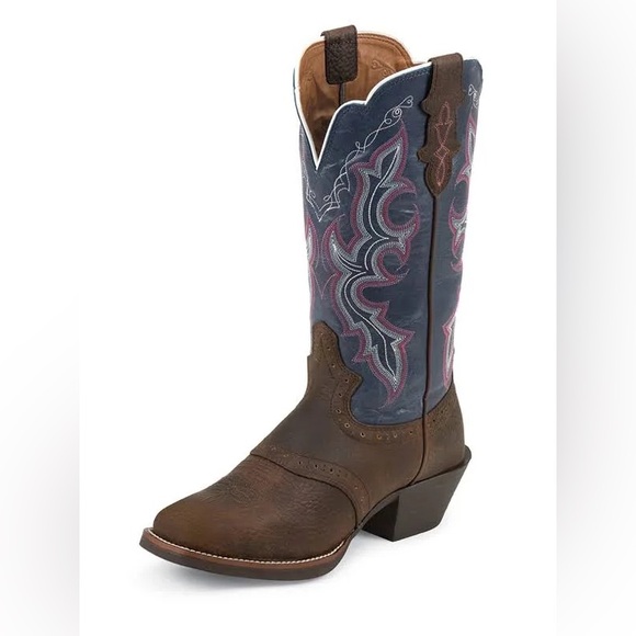 Justin Boots Shoes - Justin Cowgirl Western Dark Brown Rawhide Boots L7305 Size 7 B Brown,Steel Blue